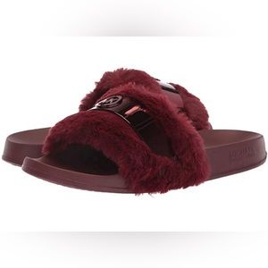 Michael Michael Kors Jett Oxblood Faux Fur Slide